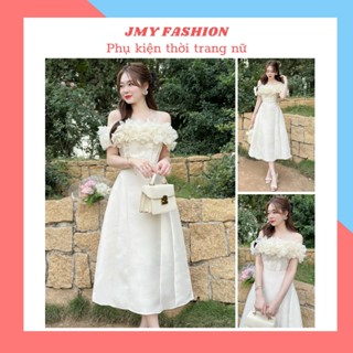  V416 RC404 Váy kem tafta xếp ngực siêu xinh  TH Hà Thanh  váy dự tiệc trễ vai thiết kế sang chảnh 