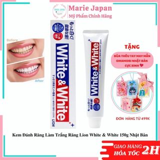 Kem đánh răng làm trắng răng Lion White & White 150g Nhật Bản