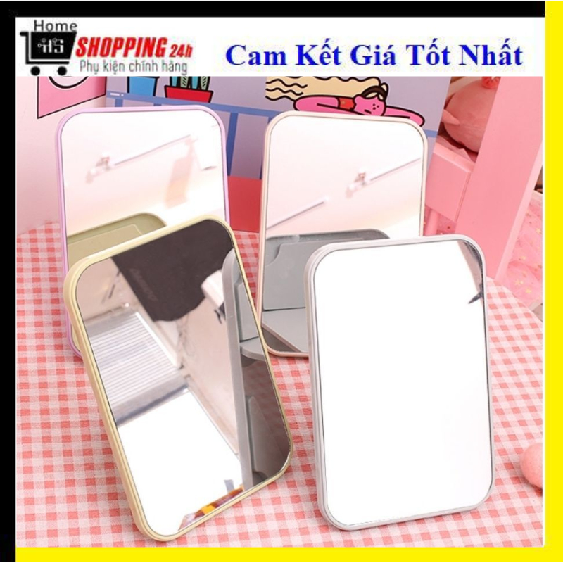 Gương gấp gọn, gương trang điểm nhựa để bàn gấp gọn tiện lợi, nhiều màu, gương nhựa để bàn có chân đ