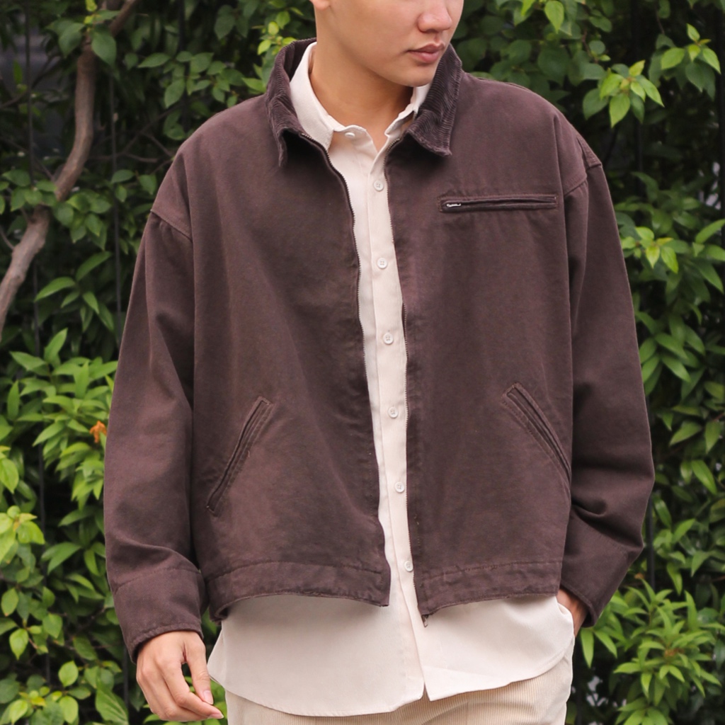 Áo Khoác William Jacket GUY's Closet - Áo Khoác Vải Bò Phối Cổ Nhung Tăm, Denim Nam Form Crop, Chất Liệu Dày Dặn,