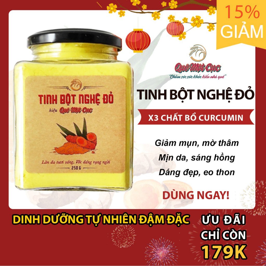 Tinh bột nghệ đỏ  hàm lượng tinh chất quý  cao QUÊ MỘT CỤC 250g