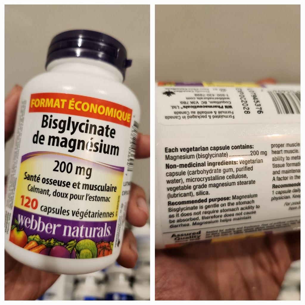 Webber Magnesium Bisglycinate Canada bổ sung magie giảm stress, giảm căng thẳng âu lo 120 Viên