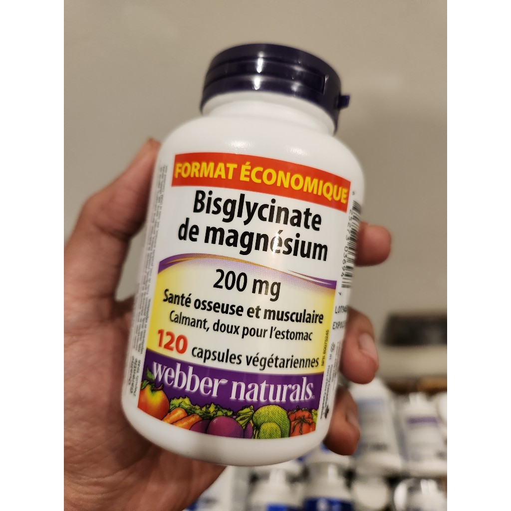 Webber Magnesium Bisglycinate Canada bổ sung magie giảm stress, giảm căng thẳng âu lo 120 Viên