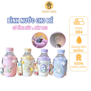  Bình cute nắp bật TRANCY bình giữ nhiệt bằng inox 304 dung 400ML có ống hút dành cho trẻ em CUTE-02. 