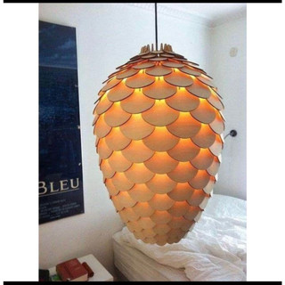 đèn thả trần gỗ DIY dáng quả thông D27cm