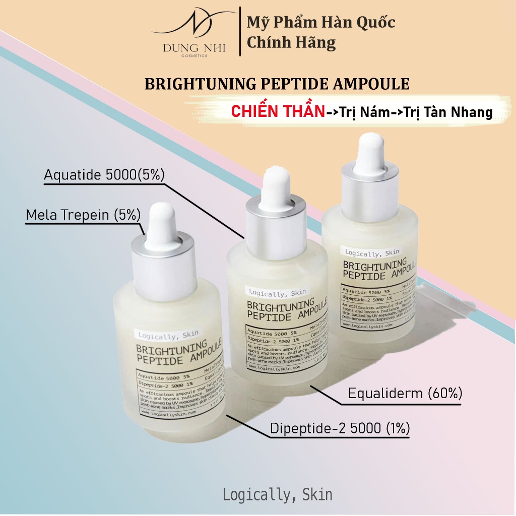 Tinh chất dưỡng trắng, giảm thâm Logically,Skin Brightuning Peptide Ampoule dung tích 30ml