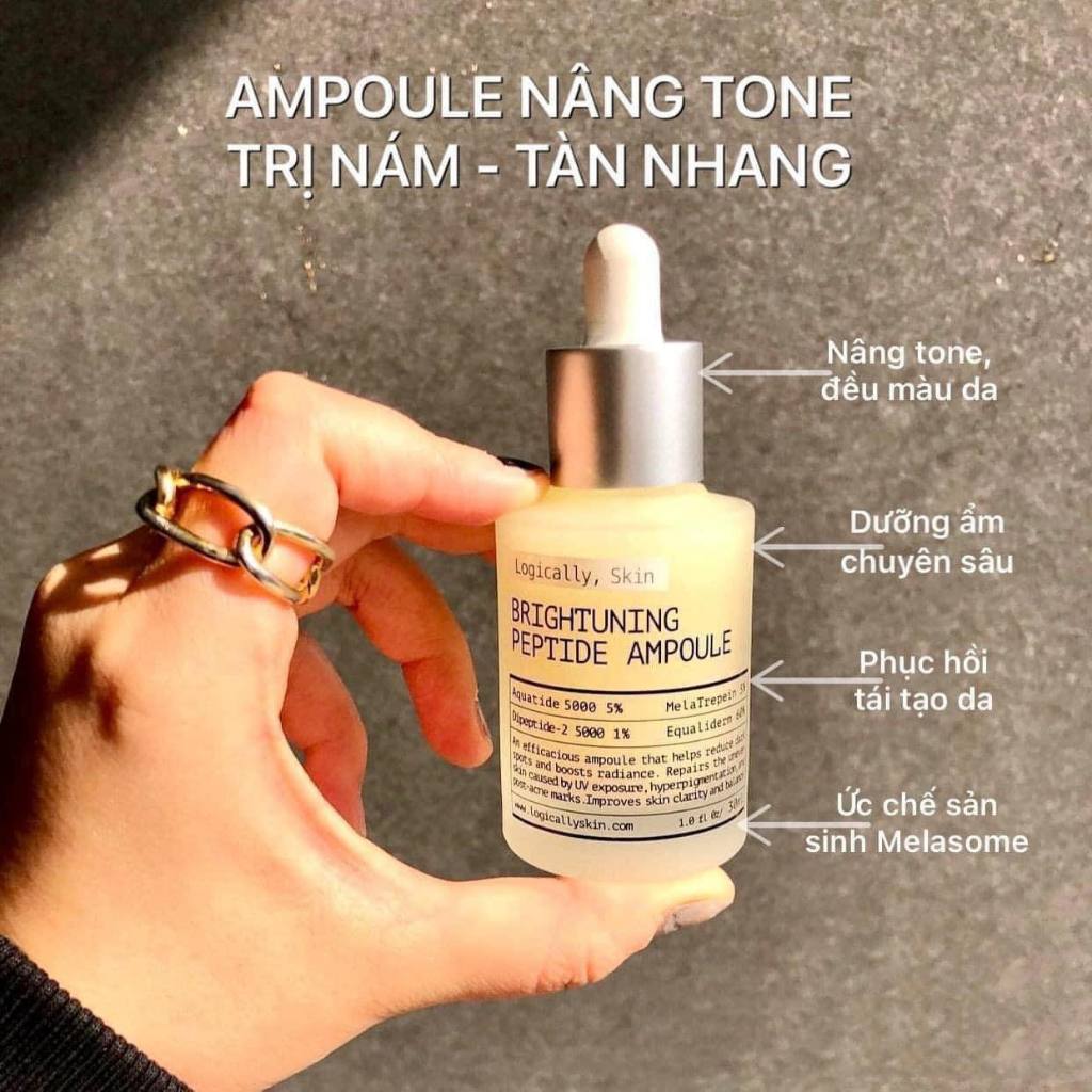 Tinh chất dưỡng trắng, giảm thâm Logically,Skin Brightuning Peptide Ampoule dung tích 30ml