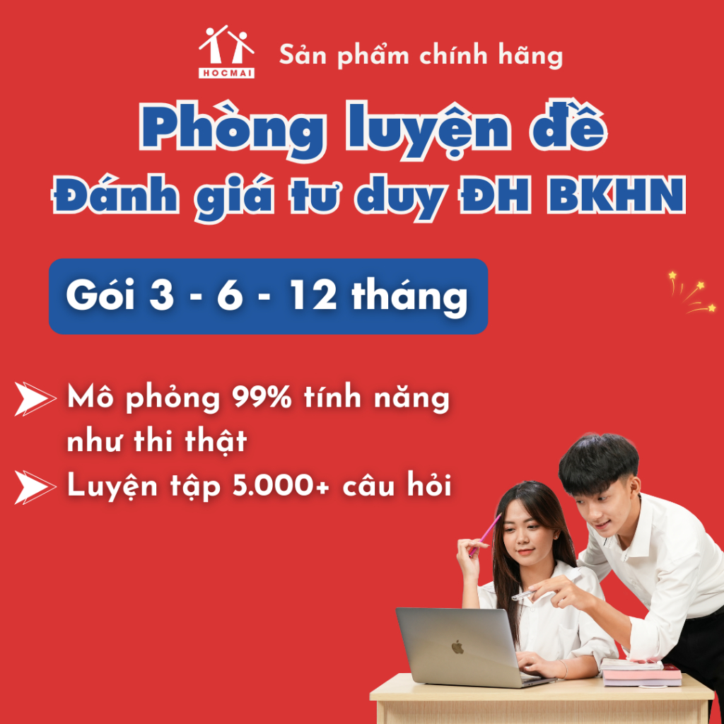 HOCMAI - Phòng luyện thi Đánh giá tư duy ĐH Bách khoa Hà Nội - TSA - Gói 3, 6, 12 tháng - Toàn quốc [Voucher]