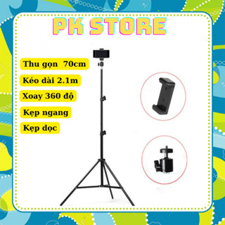 Gậy livestream, giá đỡ điện thoại, quay tiktok ,quay video, chụp ảnh, chân đỡ đèn 3 chân bằng sắt dài 2m1