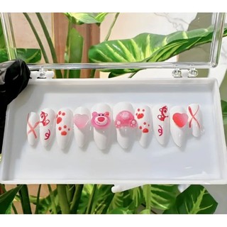 Nailbox gấu dâu charm mix vẽ