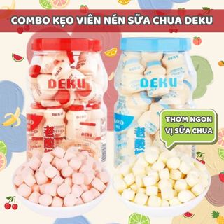  Kẹo Sữa Chua Viên Nén DEKU Hongkong 2 Vị Sữa Chua - Kẹo Viên Nén Sữa Chua Vị Dâu, Vị Sữa