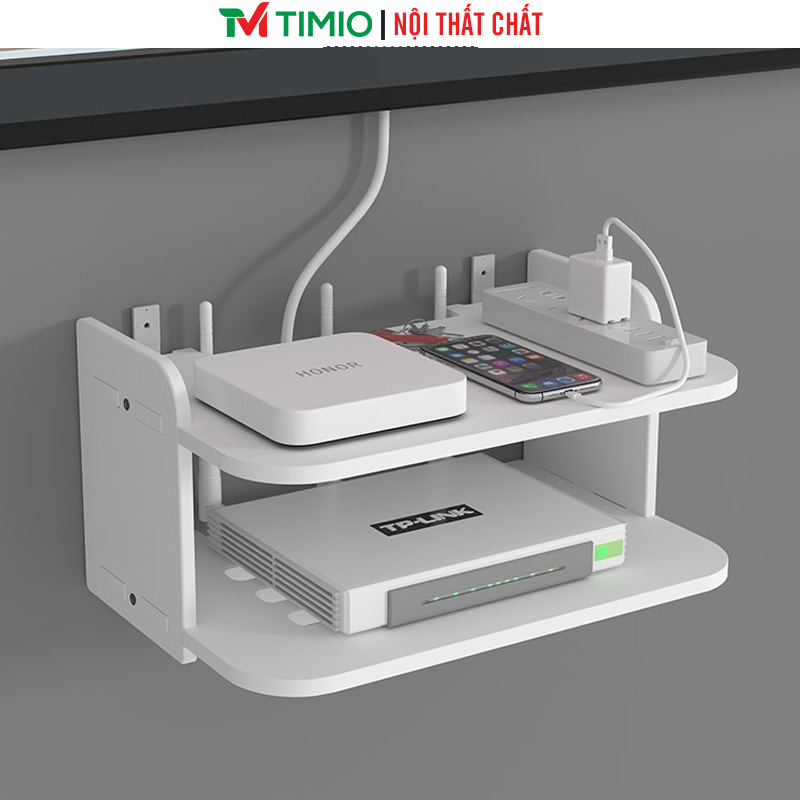 Kệ wifi mini treo tường Kệ đa năng tặng kèm 2 móc treo tường thương hiệu TIMIO - TG407