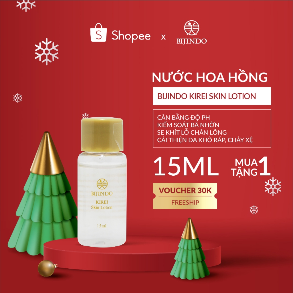 Nước Cân Bằng BIJINDO Mini Size Lotion Hoa Hồng Thu Nhỏ Lỗ Chân Lông Cho Da Nhạy Cảm 15ml