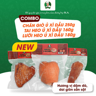 Combo 3 gói thịt ủ xì dầu gồm: 1 chân giò 250g, 1 tai heo 160g và 1 lưỡi heo 180g