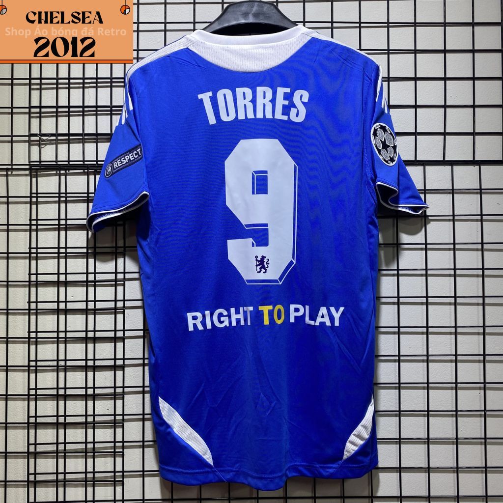 Áo bóng đá retro Chelsea 2012 vô địch In Torres-9 vải Cotton Polyester nguyên tem