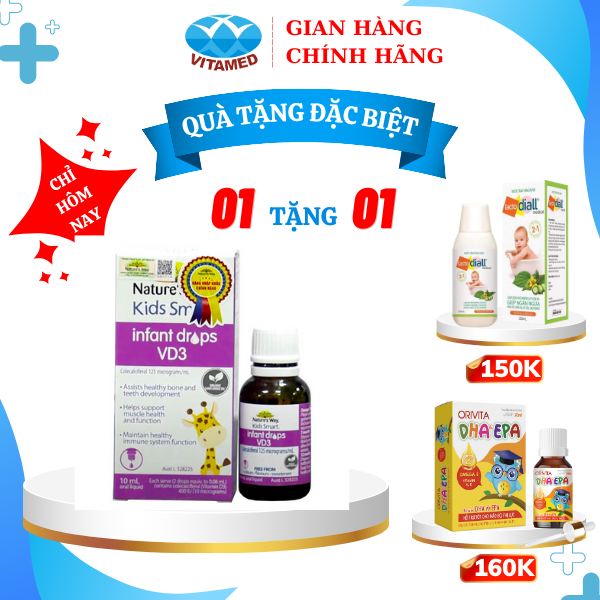 [ Mua 1 Tặng 1 ] NATURE'S WAY KIDS SMART INFANT DROPS VD3 - BỔ SUNG VITAMIN D3 CHO BÉ Hộp 10ML