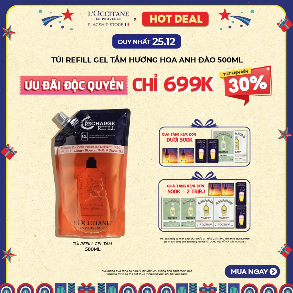 Túi Refill Gel Tắm L'Occitane Shower Gel 500ml