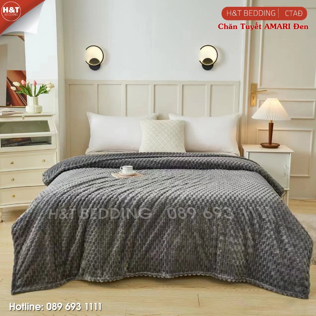 Chăn lông tuyết AMARI cao cấp , Mền AMARI mềm mịn cho văn phòng,sofa oto kích thước 2mx2m3 nặng 1,2kg - H&T BEDDING