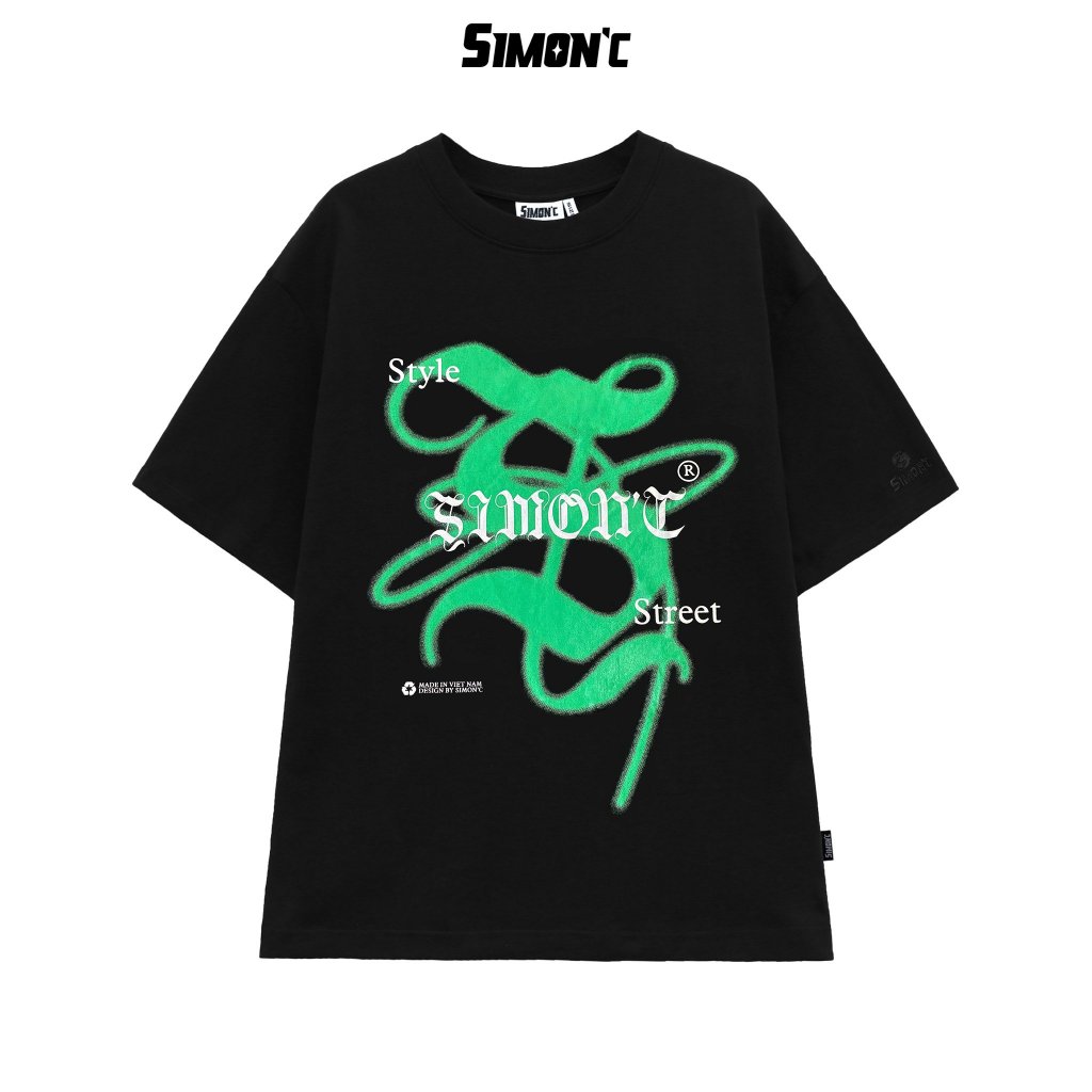 Áo Thun Simon'c Green Logo tee - Đen Cotton Nam Nữ Unisex Tay Lỡ Oversize Local Brand