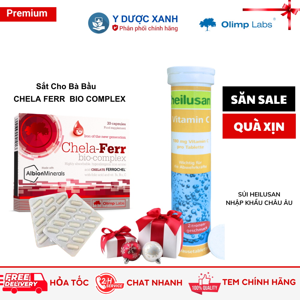 CHELA FERR BIO COMPLEX, 30 viên, Bổ sung sắt cho bà bầu - Y Dược Xanh