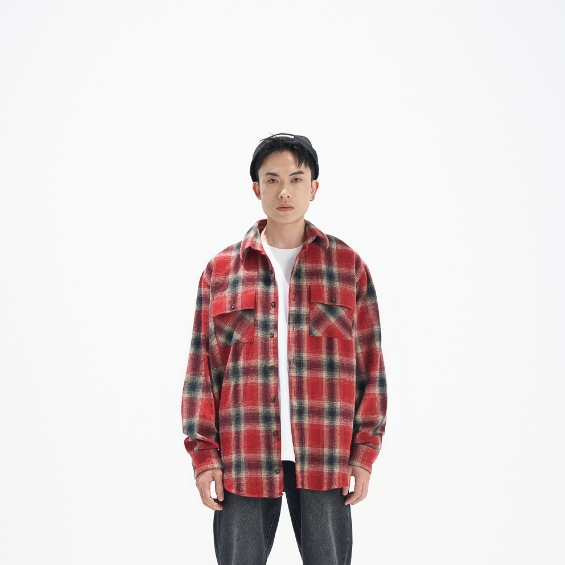 Áo Sơ Mi BOO Unisex Oversized Kẻ Caro Essential