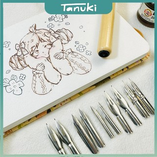 [TANUKI ART] Bút sắt cán gỗ kèm 10 ngòi