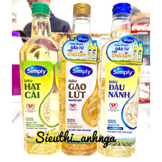 Dầu ăn Simply đậu nành/Hạt cải/Dầu gạo 1 Lít