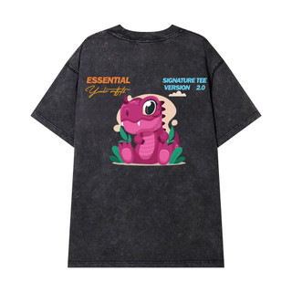 Áo Thun Wash Khủng Long Tím YANDO Local Brand Unisex Form Rộng AT1145 Cotton premium 100% 250GSM