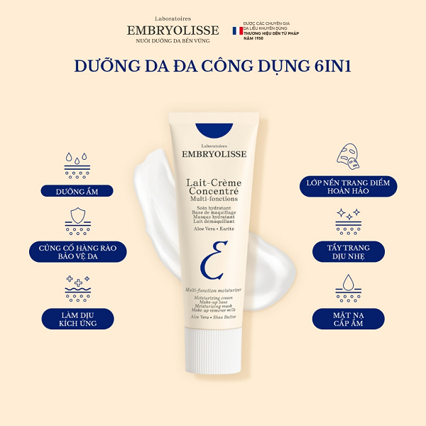 Kem Dưỡng Ẩm, Sáng Bóng, Siêu Phục Hồi Da Embryolisse Lait Creme Concentre (2/30/75ml)