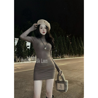 VÁY THUN ÔM BODY CỔ LỌ DÁNG NGẮN QCCC - phạm linh lan