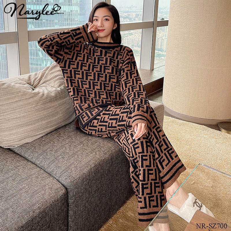 Bộ Mặc Nhà Len Lông Cừu Hot Trend Màu Nâu Sang Chảnh NARYLEE NR-SZ700