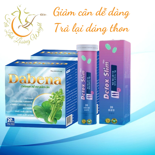 Combo giảm cân cấp tốc Dabena &amp; Detox Slim , Giảm cân an toàn ( giảm 6-10kg )