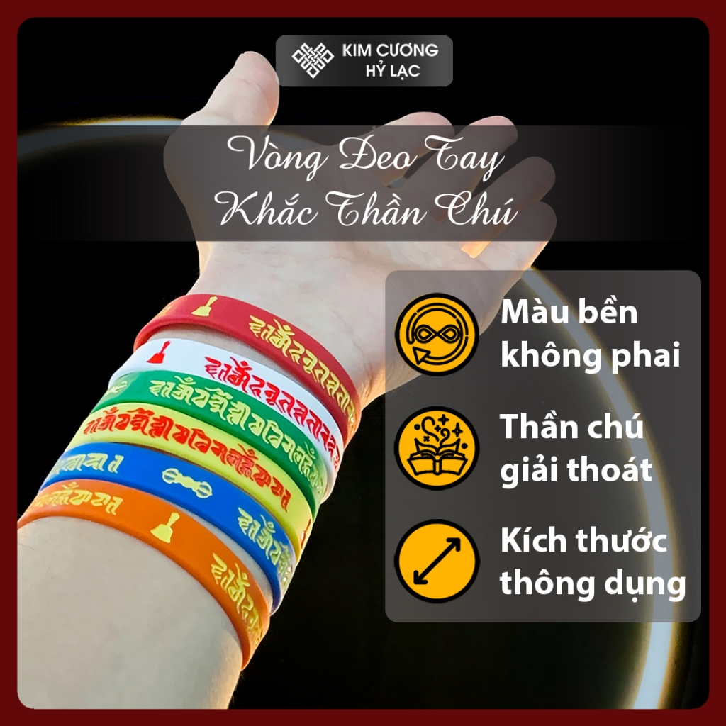 Vòng Đeo Tay Cao Su May Mắn Khắc Thần Chú Phật [Kim Cương Hỷ Lạc]