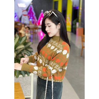 Áo len họa tiết tim chữ RAY  free size dưới 60kg kiểu dáng xuông chất len thỏ ép dầy dặn Evalover