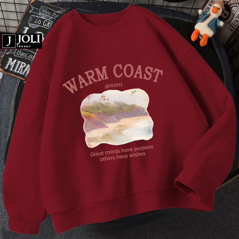 Áo Sweater Warm Coast Nam Nữ By JOLI Unisex Chất Nỉ Lót Bông Form Rộng