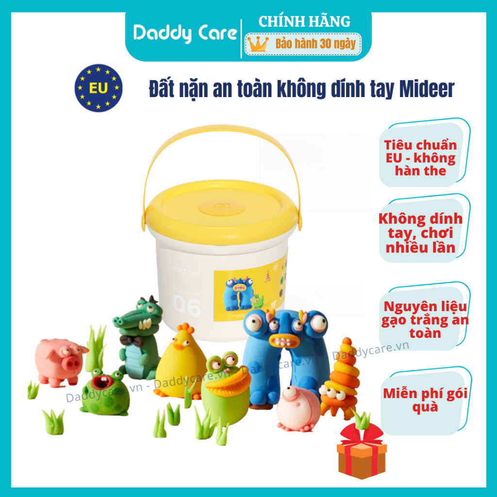 Đất nặn, đất set từ gạo hữu cơ Mideer Rice Colour Clay màu xốp, không dính tay, an toàn cho bé