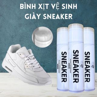 Chai xịt tạo bọt vệ sinh giày sneaker cao cấp, chai xịt vệ sinh giày bọt tuyết giặt khô siêu tốc bảo vệ giày