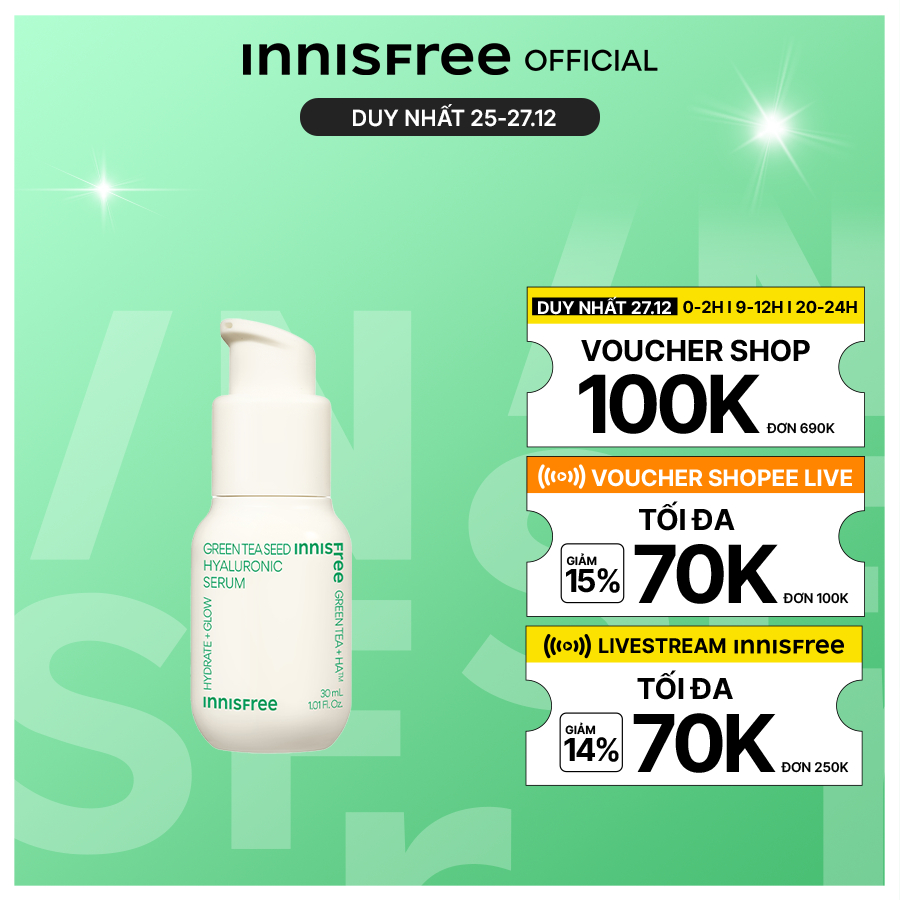 Tinh chất dưỡng ẩm INNISFREE Green Tea Seed Hyaluronic Serum 30mL