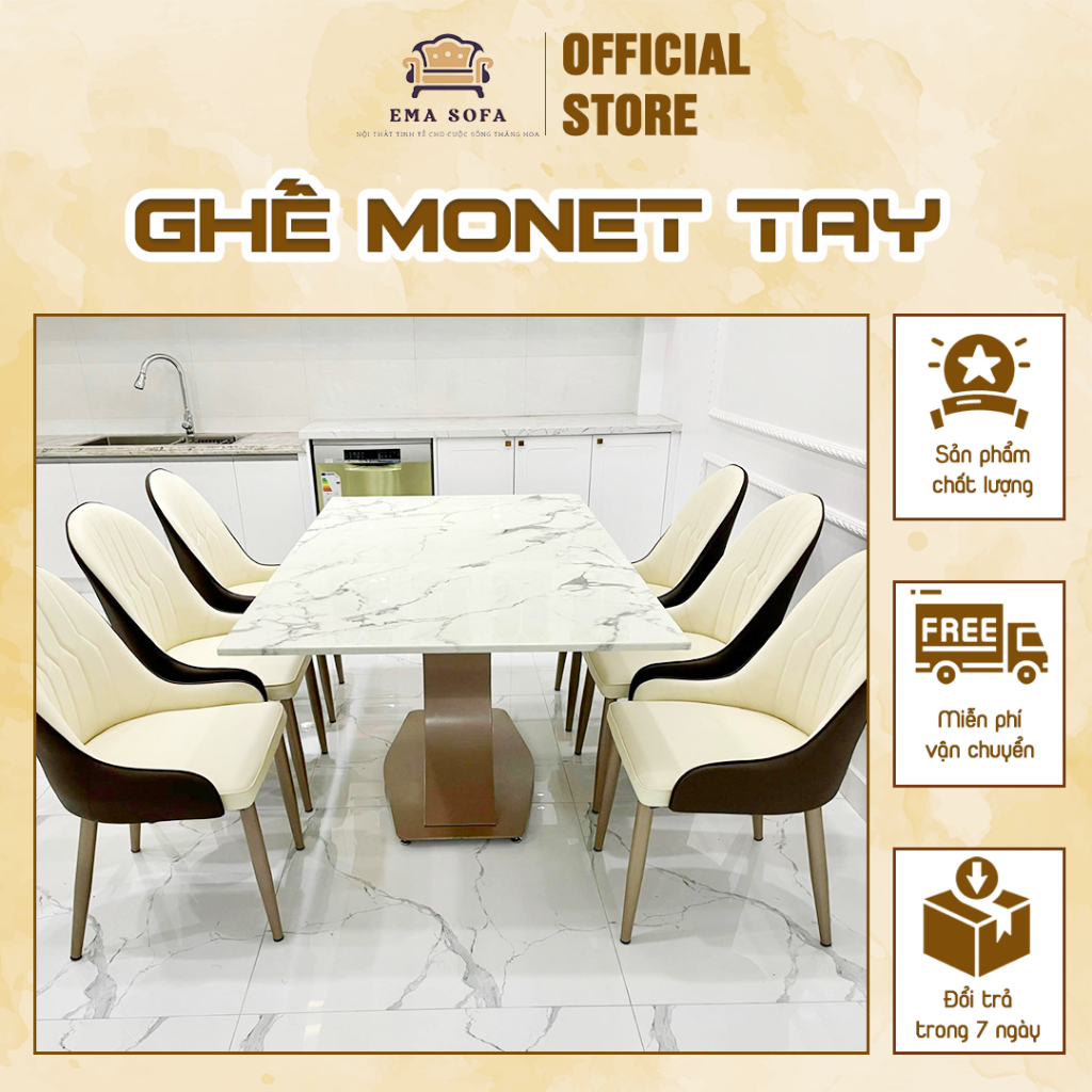 Ghế Monet Tay Nội Thất Mai Hoàng - Ghế Dựa Với Chất Da Bền Đẹp, Dễ Vệ Sinh Ghế Với Thiết Kế Sang Trọng, Tinh Tế