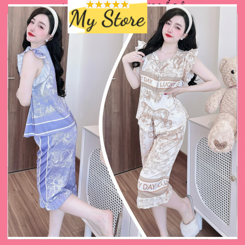 Set lửng nữ cánh tiên siêu đẹp mặc nhà thoải mái lụa Latin mịn hàng thiết kế freesize dưới 60kg