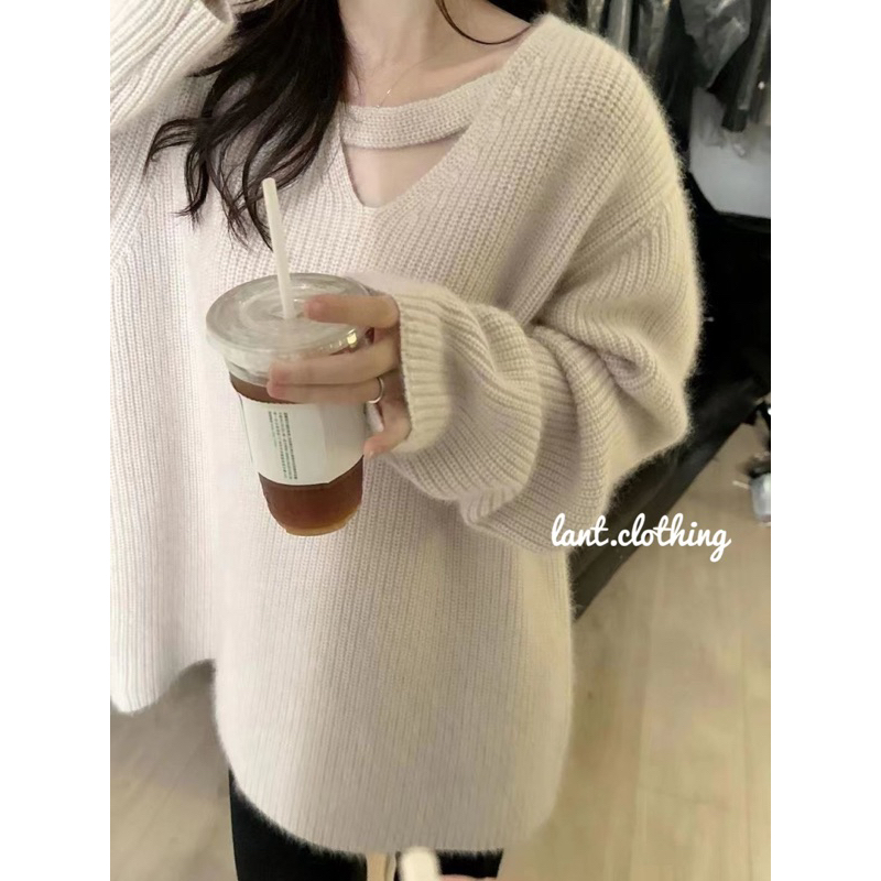 áo len chocker vạt chéo