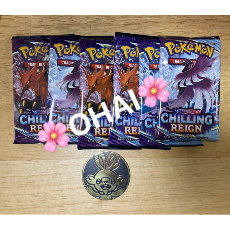 COMBO 6 PACK Lẻ Thẻ Bài Pokemon TCG Sword & Shield Chilling Reign Chính Hãng Mới Tặng 1 Coin