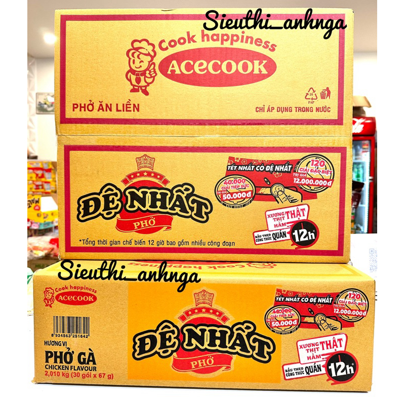 Phở Đệ Nhất Bò/Gà Thùng 30 Gói x 68g