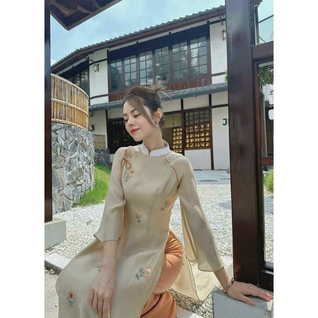 Áo Dài Cách Tân Nữ Crep Thiết Kế Cao Cấp Áo Dài Chuẩn Phom Cam kết Chất Lượng