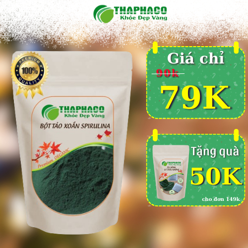 Bột Tảo Xoắn spirulina 100g Uống Làm Đẹp Dưỡng Da Siêu Mịn THAPHACO