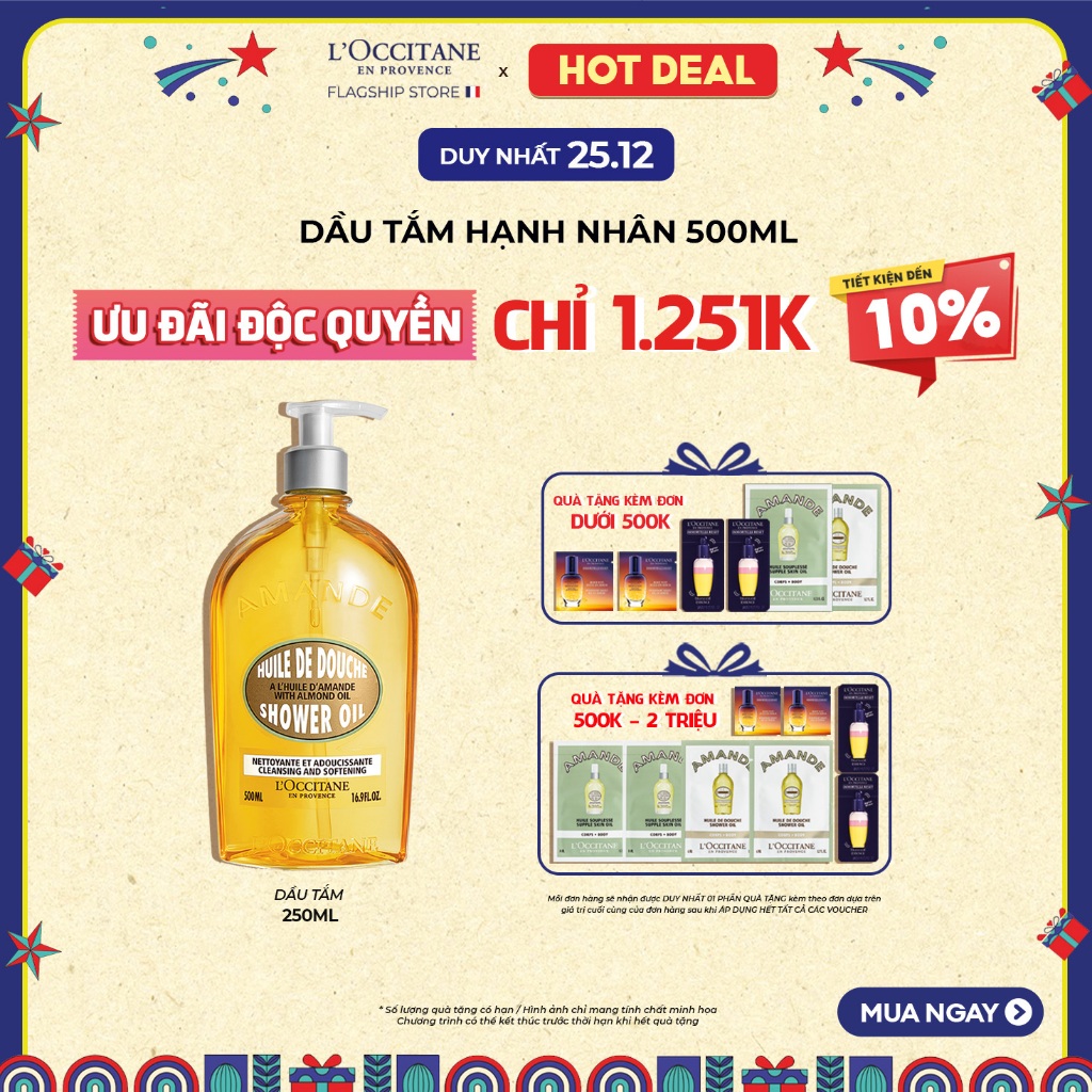 Dầu Tắm Hạnh Nhân L'Occitane Almond Shower Oil 250ml - 500ml