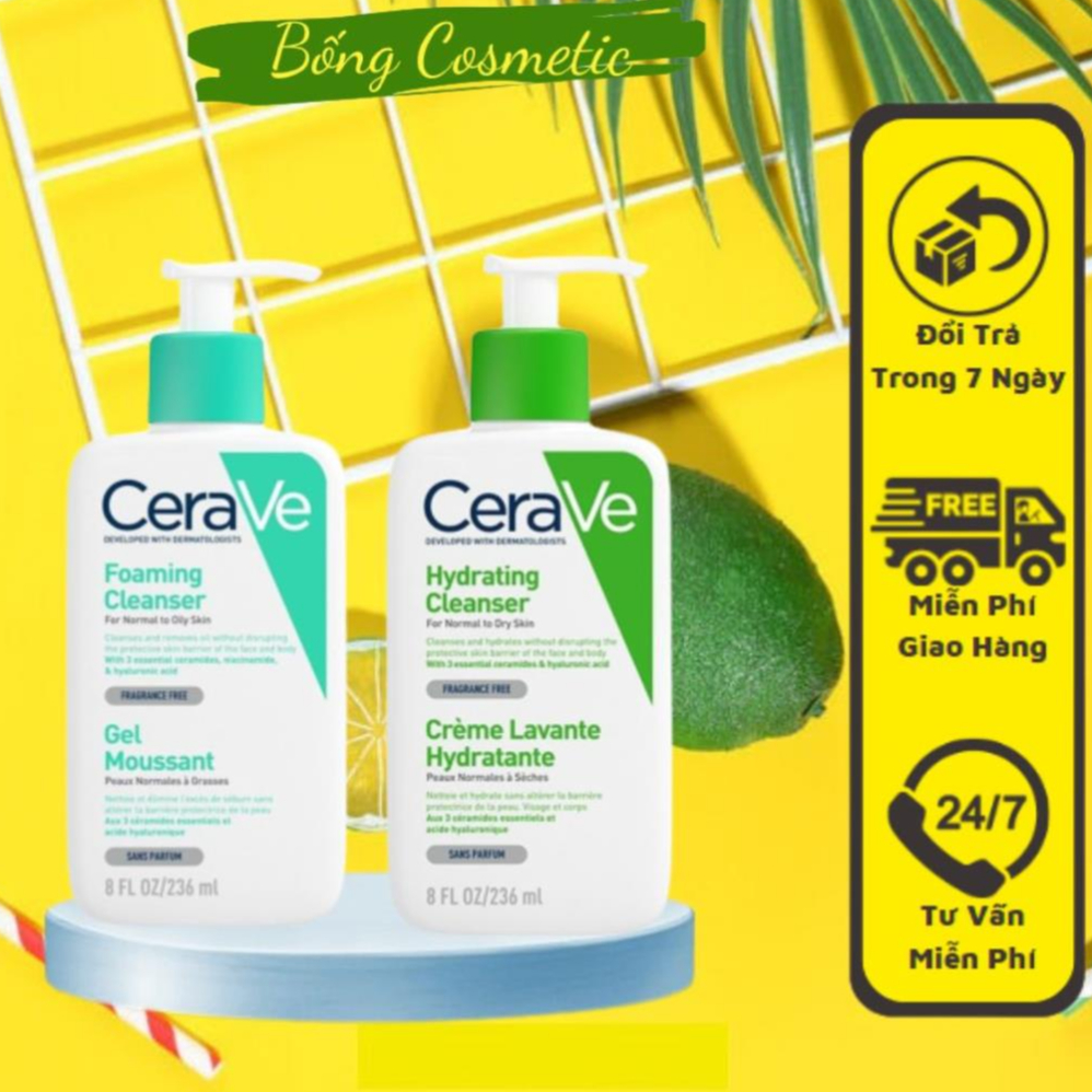Sữa rửa mặt CeraVe cho da dầu da khô da nhạy cảm 236ml !
