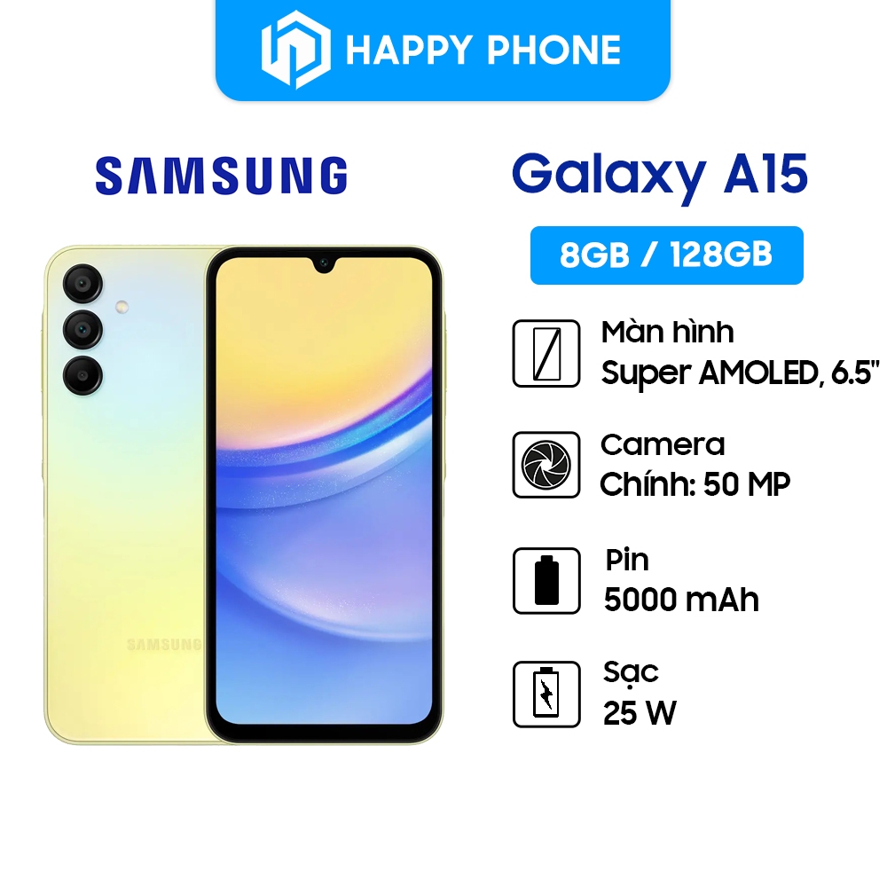 Điện thoại Samsung Galaxy A15 - Hàng chính hãng, Mới 100%, Bảo hành 12 tháng