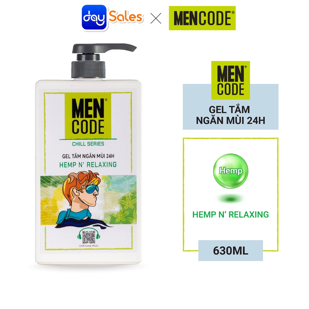 GEL TẮM MENCODE NGĂN MÙI 24H HEMP N' RELAXING 630ML Sữa Tắm