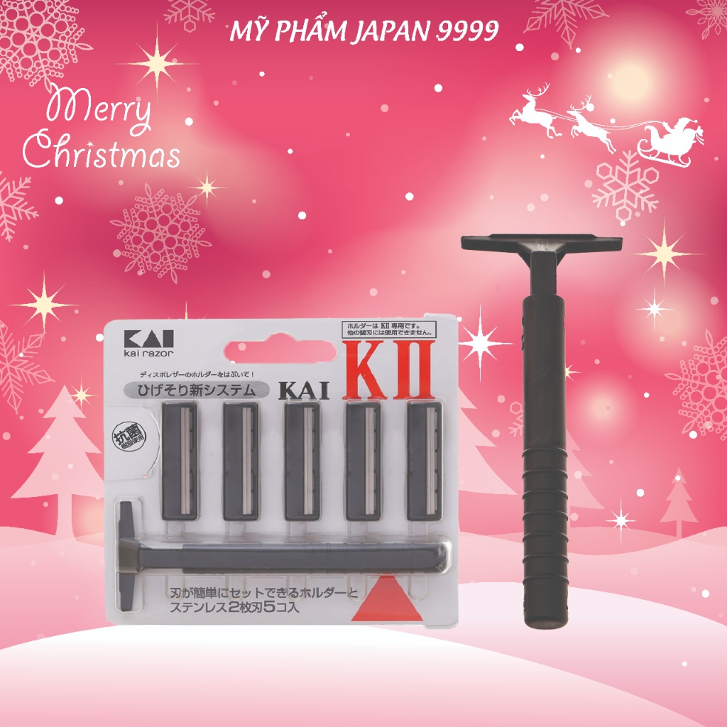 Dao Cạo Râu 2 Lưỡi Kép Thân Nhựa Kai 003309 (Set 1 Thân 5 Lưỡi Dao) (Combo Dao Cạo Và Set 24mL)